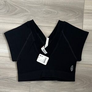 Black V-Neck Women's Crop Top